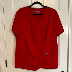 Grey’s Anatomy | Women’s Scrub Top, Red, 2X - EUC